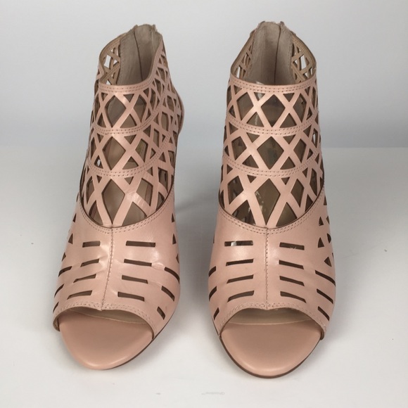 INC blush open toe lattice 4” leather zip heel 10M - Picture 3 of 8